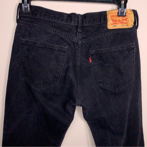 33x31 Levis 501 Black Jeans Black Cotton Pants Rockabilly Punk Goth - Picture 4 of 14